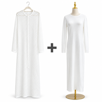 Ensemble Abaya 2 pièces Sharut pour femme : Robe longue en maille ajourée à manches longues avec robe intérieure assortie – Vêtements musulmans modestes