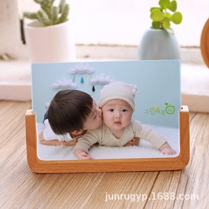 Wooden <b>Photo</b> <b>Frame</b> Stand 7 Inch Acrylic <b>Insert</b> Horizontal Solid Wood Base For Living Room Bedroom Study - Product Image 3