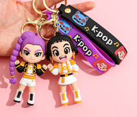 Porte-clés en silicone 3D K-Pop Demon Hunters, personnage de dessin animé, breloque de sac à thème film, cadeau pour les fans d'animation, ornement de sac, anneaux porte-clés