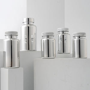 ขวดยาเม็ดพลาสติก PET ภาชนะใส่<span class=keywords><strong>ยา</strong></span>แคปซูลขวดเปล่าชุบด้วยไฟฟ้าพร้อมฝาปิด - Product Image 1