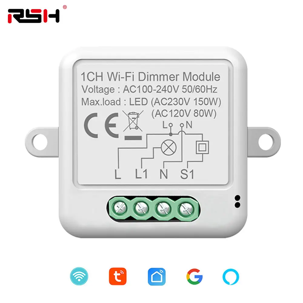 RSH 1/2 Gang Tuya App Voice Control Home Light DIY Zigbee Wifi Smart Dimmer Module For Tuya Smartlife Google Alexa