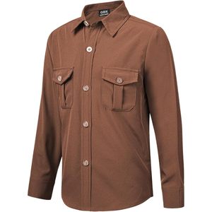 Camisa de Vestir de Manga Larga para Niños, con Botones, Tela Oxford, Bolsillo en el Pecho, Corte Regular - Product Image 1