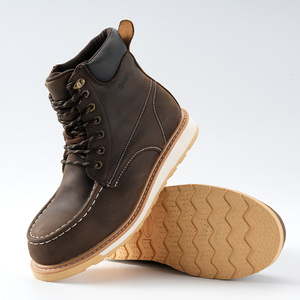 Scarpe di sicurezza marrone scuro Goodyear pazzo stivali da lavoro in pelle di cavallo, Chaussure De Securite scarpe da lavoro in acciaio punta Calzado De Seguridad - Product Image 4