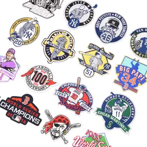 Groothandel Willekeurige Sport Team Geborduurde Geweven Kleding Badge Ijzer Op Baseball Custom Patch Voor Kleding