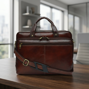 Direct Factory Genuine Leather Classic Convertible <b>Backpack</b> Portable <b>Laptop</b> Messenger Bag Waterproof Shockproof Eco-Friendly - Product Image 1