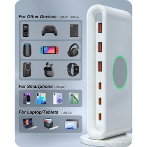 Chargeur de bureau 6 en 1 120W PD avec 3 ports USB-A et 3 ports USB-C, station de charge écologique pour iPad, MacBook, ordinateur portable - Product Image 5