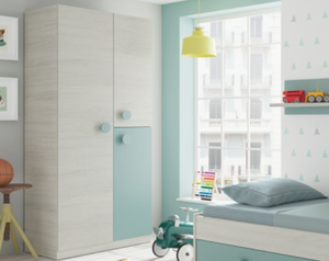 Miroytengo Paquete Completo de Estilo Moderno para Jóvenes Muebles de Dormitorio Alpes Verdes y Blancos con Base de Cama para <span class=keywords><strong>Habitación</strong></span> Infantil - Product Image 3