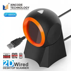 Xincode pemindai kode QRcode berkabel USB Bar pemindai kode Qr 1D 2D Desktop Barcode Scanner Platform untuk toko supermarket