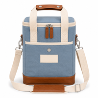 Sac isotherme en toile à bandoulière ondulée, sac à vin avec fermeture éclair, poignée en cuir, sac à dos thermique pour pique-nique