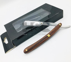 Professional Dark Wooden handle Barber <b>Razors</b> Stainless steel Barber <b>Razors</b> <b>straight</b> Top Replaceable Blade Barber <b>Razor</b> - Product Image 1