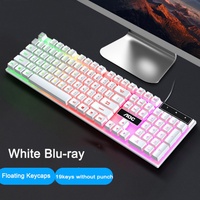 Teclado para Juegos con Cable, Económico, con Teclas Multimedia, Retroiluminación RGB, para PC con Windows