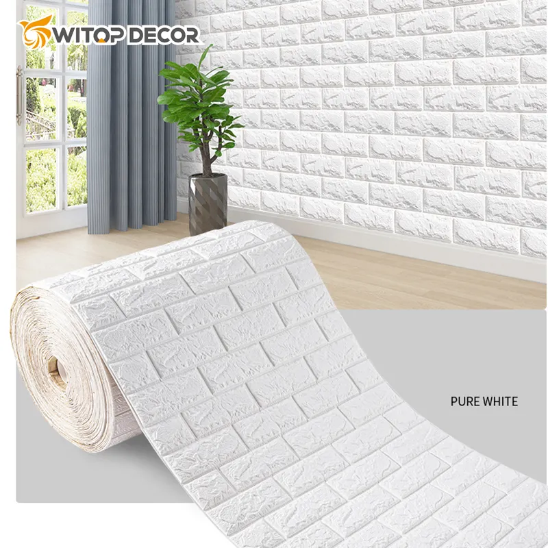 Papel de parede decorativo 3d witop, papel de parede com espuma para tijolos 3d