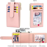 Portefeuille fin en cuir pour femme avec blocage RFID, porte-cartes multiples, porte-monnaie zippé et porte-cartes d'identité
