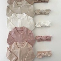 Combinaisons une pièce pour nouveau-nés Dirbaby (0-1 an) en Spandex/Coton, col rond, fermeture éclair, poches, style décontracté, printemps - Vente en gros