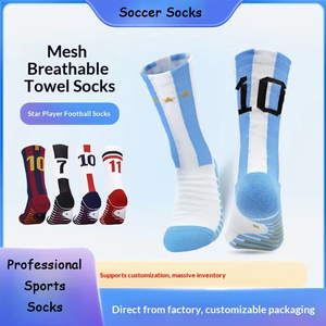 Chaussettes de basketball personnalisées de haute qualité en gros, unisexes, antidérapantes, épaisses, à fond en tissu éponge, chaussettes de sport absorbant la transpiration - Product Image 3