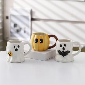 Tasse en céramique d'Halloween Tasse citrouille fantôme mignonne Tasse à café effrayante réutilisable avec couvercle Tasse inspirée de la fantaisie d'Halloween - Product Image 2