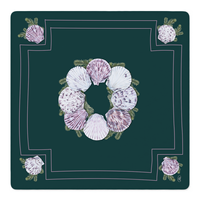Tapis de mahjong pliable antidérapant en rotin tressé bleu poudré, motif festonné, 80x80cm, 3mm d'épaisseur