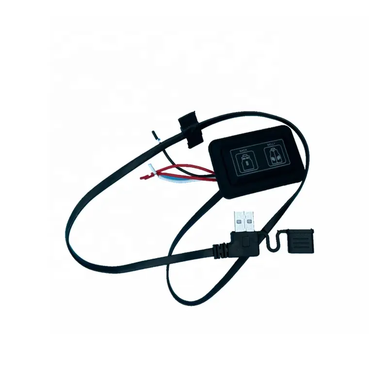 Chaleco de calefacción eléctrico Rectangular para espalda y abdomen, interruptor de silicona impermeable con doble botón