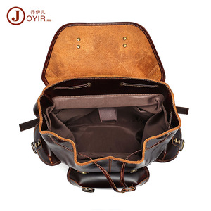 Joyir Genuine Leather Men's <b>Backpack</b> 20-35L Large Capacity Travel <b>Backpack</b> With Interior Zipper Pocket - Product Image 4