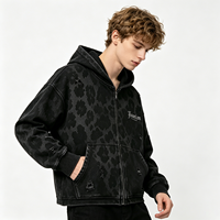 DTG-Bedruckter Schwergewichts-Hoodie Distressed Leopard Reißverschluss-Streetwear-Jacke Herren Vintage-Waschung Gothic-Logo-Oberteil Großhandel Großpackung
