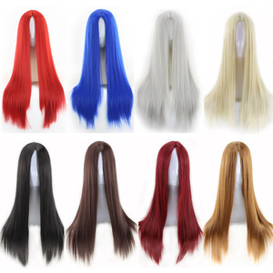 Perruque pour femme, cheveux longs et raides, synthétiques, avec frange, résistantes à la chaleur, pour femmes noires et blanches, style européen - Product Image 1