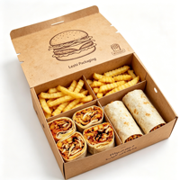 Boîte à emporter pour frites avec logo personnalisé, avec compartiment pour sauce, emballage jetable pour empanadas, hamburgers, poulet frit