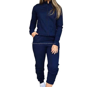 Survêtement décontracté 2 pièces <span class=keywords><strong>en</strong></span> gros Veste de sport pour femme Vestes à fermeture éclair d'automne Ensembles de pantalons de survêtement - Product Image 3