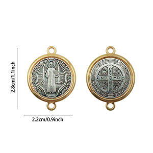 Conector de Medalla de <span class=keywords><strong>San</strong></span> <span class=keywords><strong>Benito</strong></span> Chapado en Oro y Plata de Dos Tonos, Amuleto Católico de <span class=keywords><strong>San</strong></span> <span class=keywords><strong>Benito</strong></span> - Product Image 4