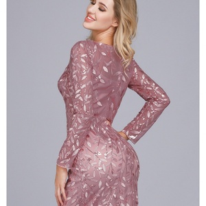 Robes de soirée sirène à manches longues et col rond, en promotion - Product Image 6