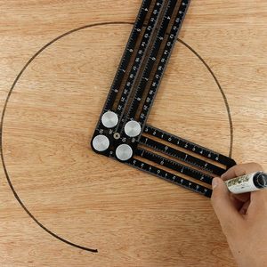 Règle de mesure multi-angle améliorée avec 3 ouvertures de positionnement pour les trous de carrelage, mesure d'angle latérale, métal noir - Product Image 6