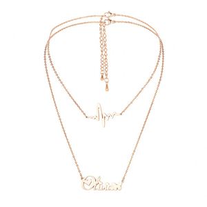 Personalized Jewelry Stainless Steel DIY <b>Custom</b> Letter Gold Plated <b>Name</b> <b>Necklace</b> for Women Couple Double Layers <b>Necklace</b> - Product Image 5