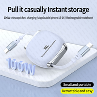 Câble USB-C rétractable 100W, type C, câble de charge rapide PD pratique pour iPhone 17 16 15 Pro Max Samsung Galaxy Huawei