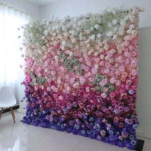 QIHAO Mur de fleurs artificielles 3D/5D en soie dégradée pour mariages et événements festifs – Entrepôt Guangdong - Product Image 5