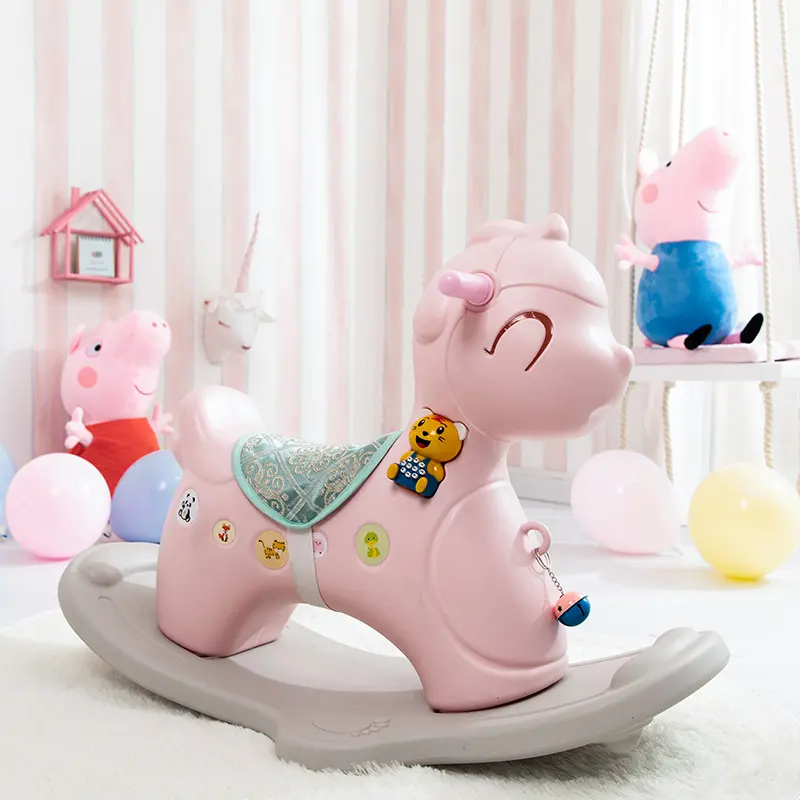 Cavalo de pedra de plástico para crianças, portátil, brinquedo de balanço, cavalo
