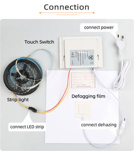 ตัวควบคุมกระจกสัมผัสแบบ Capacitive LED ขาวดำอัจฉริยะ TSP-002 พร้อมระบบหรี่ไฟและไล่ฝ้า 110V-240V <span class=keywords><strong>ปุ</strong></span>่มสัมผัสแบบ Pad สวิตช์ 1-5 มม. - Product Image 4