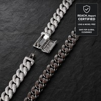 Chaîne cubaine Miami haut de gamme 14 mm en laiton plaqué or avec micro-pavé de zircon cubique pour hommes et femmes, fabrication artisanale, maillons cubains Miami
