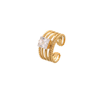 Anillo de Acero Inoxidable con Incrustaciones de Circonio, Chapado en Oro de 18K, Anillo de Lujo Ligero Ajustable, Joyería de Mano - Product Image 6