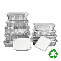 Conteneur en aluminium de qualité alimentaire, taille standard, avec couvercle en aluminium, pour la restauration, les plats à emporter et les emballages de livraison.