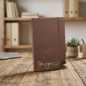 Carnet en similicuir personnalisé A5, carnet minimaliste portable avec impression de nom pour une utilisation promotionnelle, cadeaux pour salons professionnels - Product Image 2