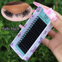 Korea Pbt gelap Mink mudah kipas bulu mata baki kasmir Matte hitam J Curl ekstensi bulu mata grosir