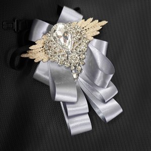 Corbatas de Moño de Cristal al por Mayor, Corbatas de Seda para Fiesta, Corbatas Florales Ajustables para Mujer, Corbatas de Lazo para Hombre, Broche de Lazo, <span class=keywords><strong>Corbata</strong></span> Barata para Boda - Product Image 6