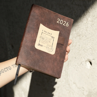 Carnet A5 en cuir PU à couverture rigide 2026, journal/agenda personnalisé avec logo, agenda anglais, papeterie de bureau, cadeau d'entreprise