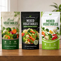 Sachet d'emballage alimentaire en aluminium Mylar, personnalisable avec logo, refermable à fermeture éclair, pour légumes surgelés et snacks