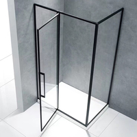 Salle de bains toilette siège cloison en verre forme T salle de douche charnière pivotante porte en verre ensembles d'accessoires