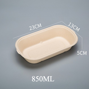 Kotak Makanan 850ml Ramah Lingkungan, Sekali Pakai, Biodegradable, Terbuat dari Bahan Daur Ulang, Wadah Salad dari Kertas Kraft, Kotak Makan Siang Sushi - Product Image 1