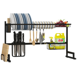 <span class=keywords><strong>Escurridor</strong></span> <span class=keywords><strong>de</strong></span> vajilla extraíble <span class=keywords><strong>de</strong></span> 2 niveles, multicapa, color negro, no oxidable, para fregadero - Product Image 5