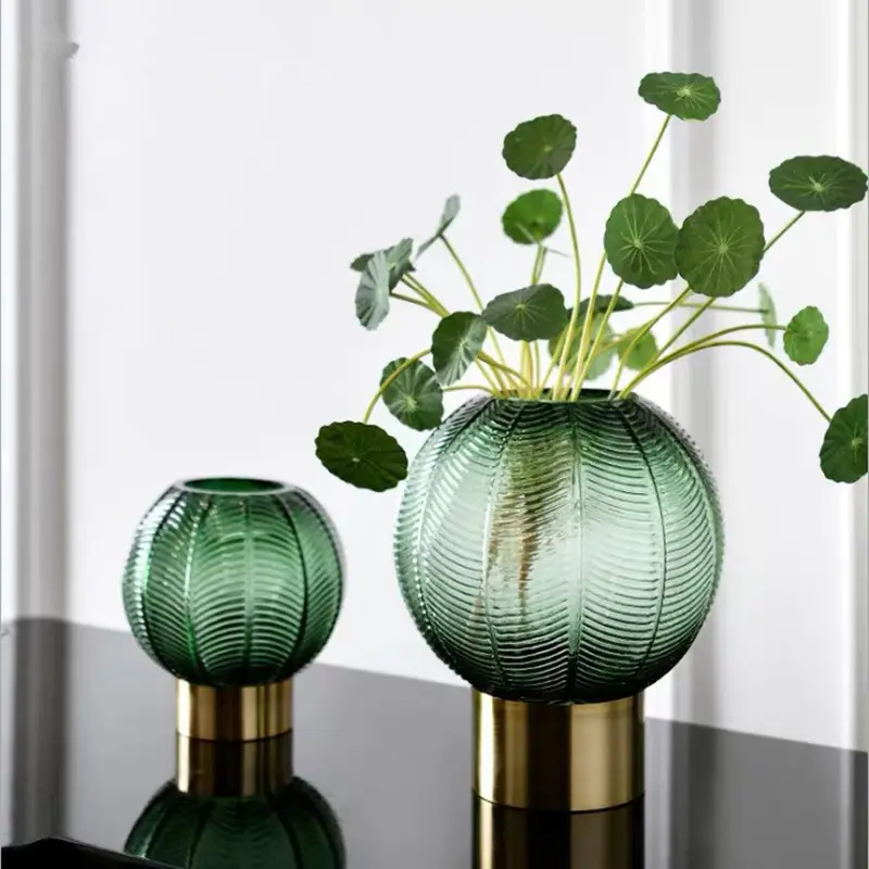 Moderne Luxus vase Metall glasflasche Tisch vase Künstliche Blumenvasen