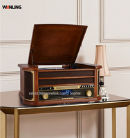 Vente en gros de lecteurs de disques vinyles tout-en-un avec radio USB SD DAB FM, lecteur de disques vinyles rétro BT avec haut-parleurs stéréo