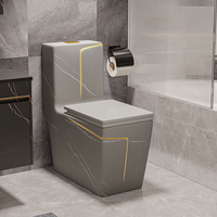 Cuvette de toilette en céramique colorée carrée China Gold Line, style marbre blanc/noir, pour salle de bain