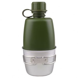 Kit de cantina de 3 piezas con taza y tapa de aluminio para acampar al aire libre, senderismo, mochilismo, supervivencia y viajes. Muestra gratuita. - Product Image 5